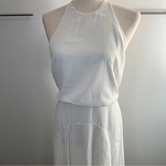 Halston Heritage Size 4 Chalk White Handkerchief Style Midi Dress Glam Party - Picture 14 of 14